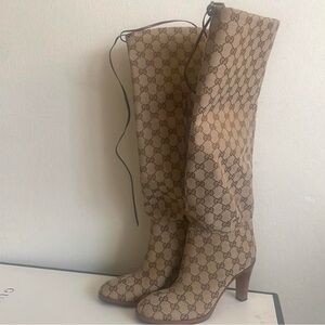 Gucci Lisa Monogram Heeled Boots